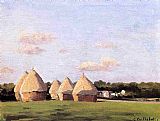 Gustave Caillebotte Famous Paintings - Harvest, Landscape with Five Haystacks